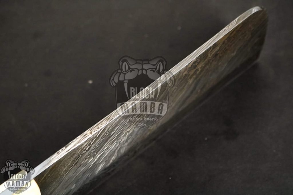 Bmk-703-DS African Buffalo Damascus Cleaver Knife 12 Inches Long 7 Inches Blade 18 Ounce Damascus Chef Cleaver Blade Knife Hand Made World Class Black Mamba Knives - Image 2