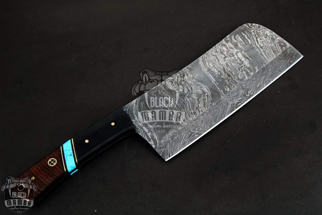 BLACK MAMBA KNIVES Bmk-705-DS Black Panther Damascus Chef Cleaver Blade Knife Chopper Knife World Class Knives