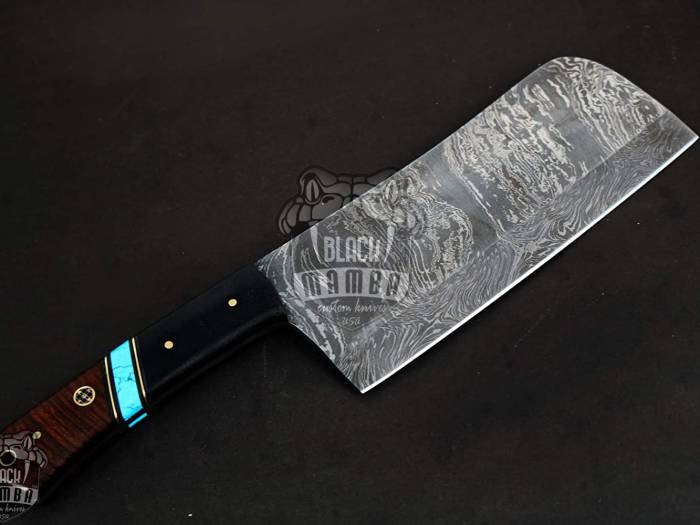 BLACK MAMBA KNIVES Bmk-705-DS Black Panther Damascus Chef Cleaver Blade Knife Chopper Knife World Class Knives