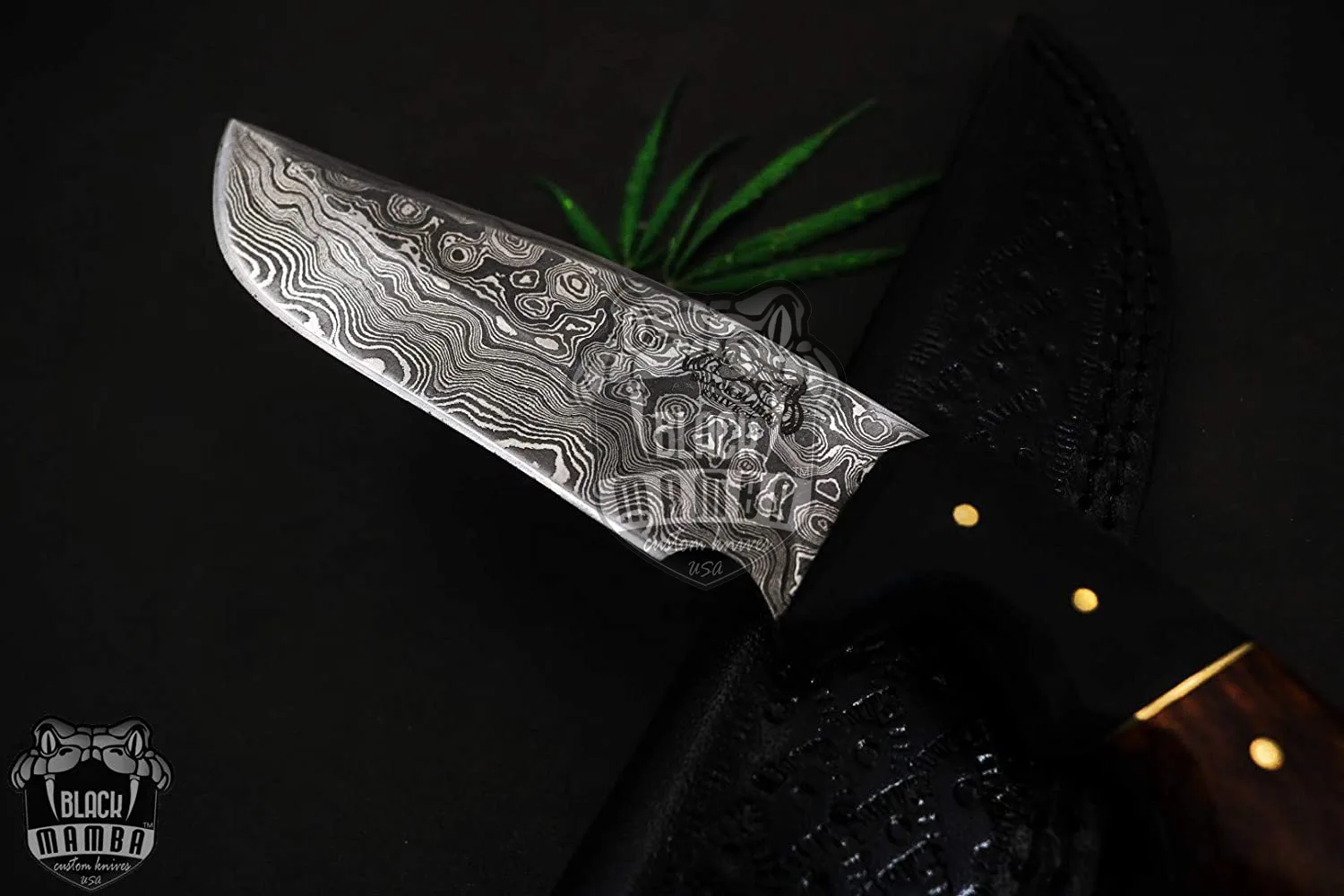 Coral Snake - Damascus Bowie Knife, 10″ Overall - view 3