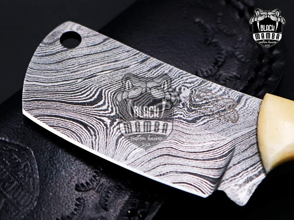 Bmk-164 Mavado Damascus Cleaver Blade Knife 5.5 Inches Long 2.5 Inches Blade 8 Ounce Damascus Knife Hand Made World Class Black Mamba Knives - Image 4