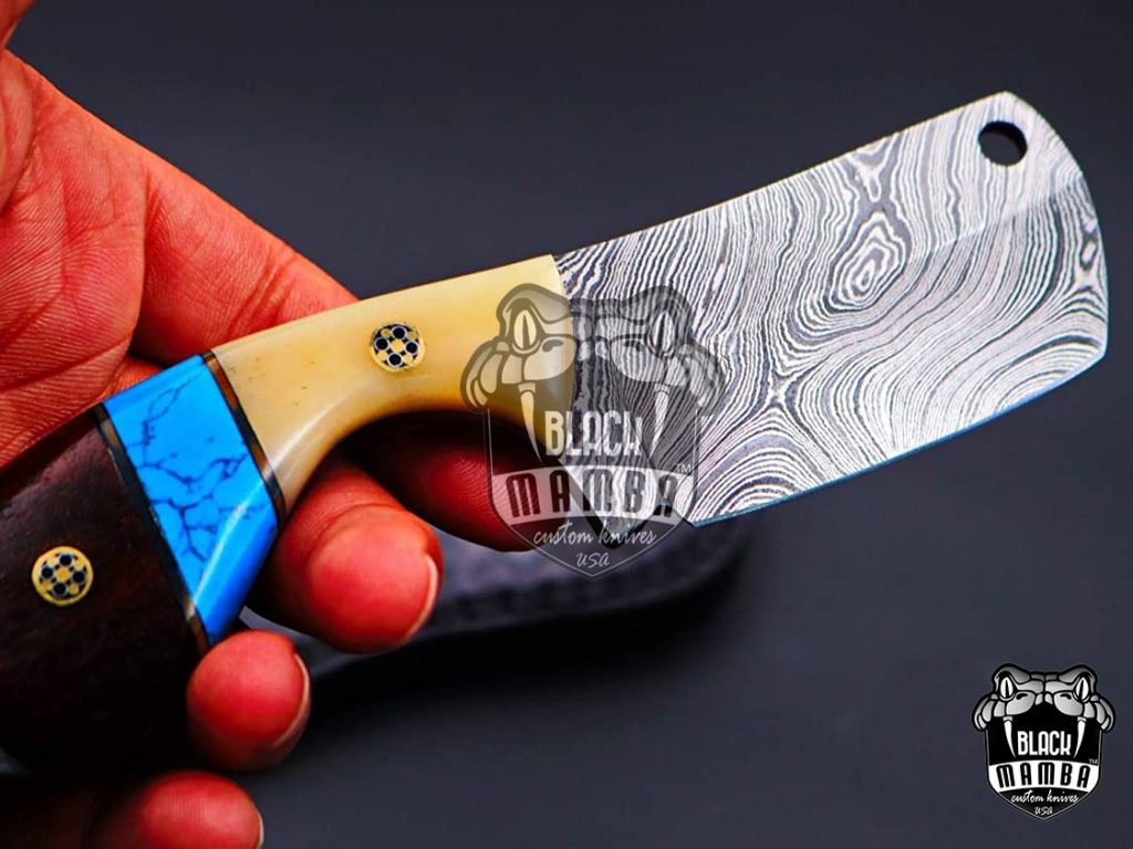 Bmk-164 Mavado Damascus Cleaver Blade Knife 5.5 Inches Long 2.5 Inches Blade 8 Ounce Damascus Knife Hand Made World Class Black Mamba Knives - Image 2