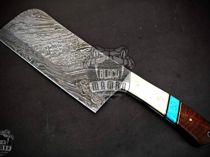Bmk-703-DS African Buffalo Damascus Cleaver Knife 12 Inches Long 7 Inches Blade 18 Ounce Damascus Chef Cleaver Blade Knife Hand Made World Class Black Mamba Knives