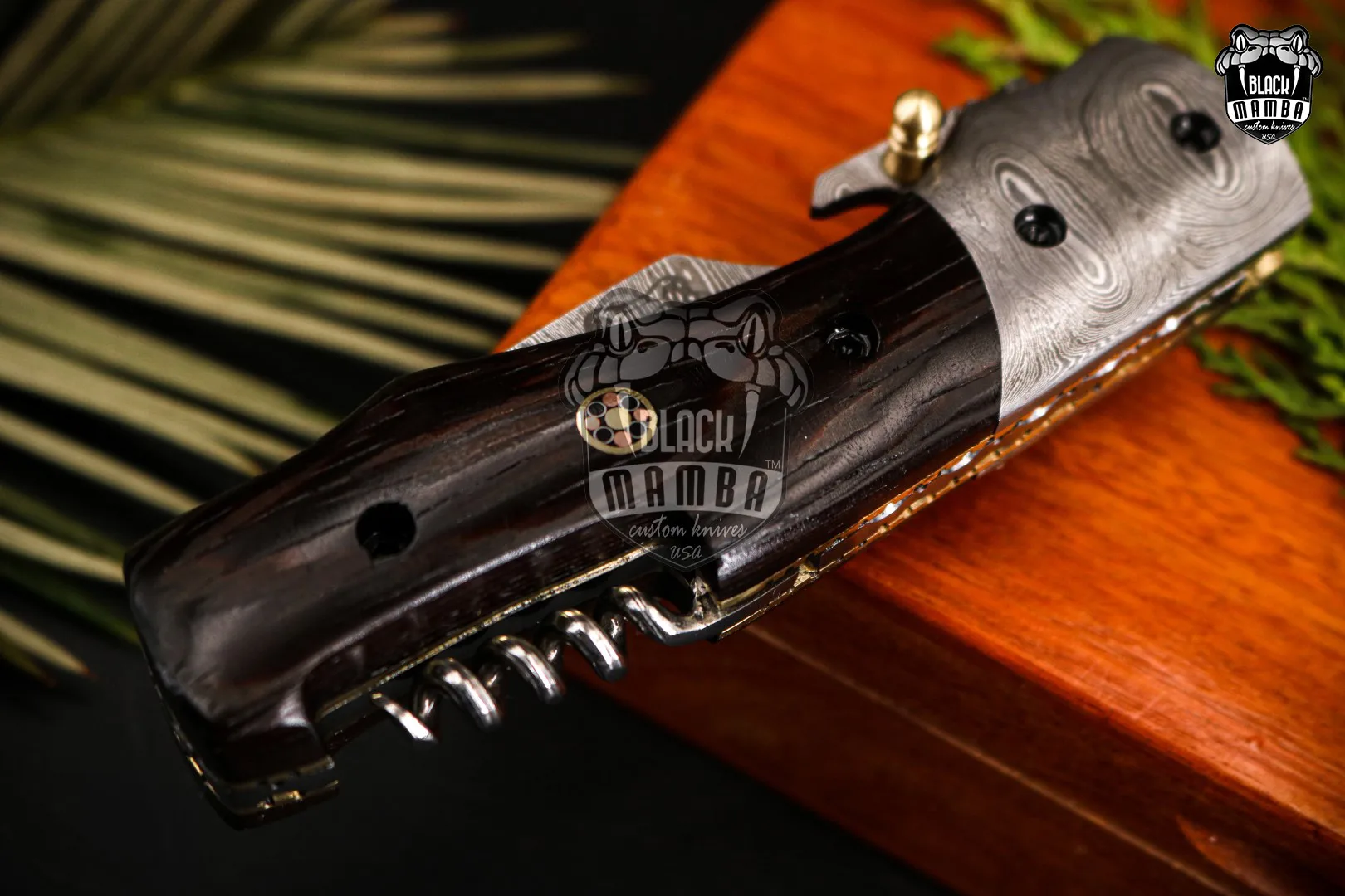 Signature - Damascus Gut Hook Hunting Knife, 9″ Overall, Wood Handle - view 8