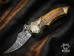 Pocket - Damascus Folding Pocket Knife, 9″ Overall, Brass Handle