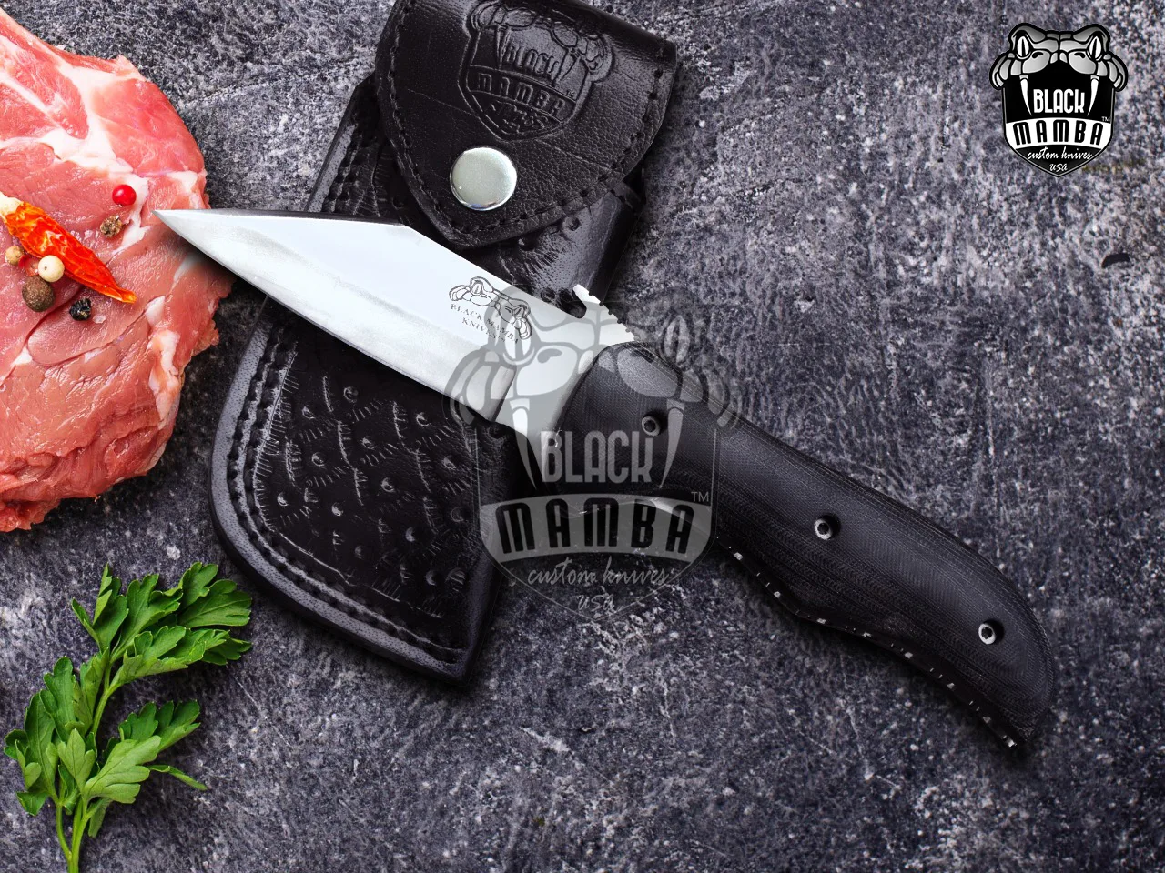 Damascus Folding Pocket Knife, 8.5″ Overall, Micarta Handle - view 4
