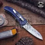 Signature - Damascus Folding Pocket Knife, 8.9″ Overall, Micarta Handle