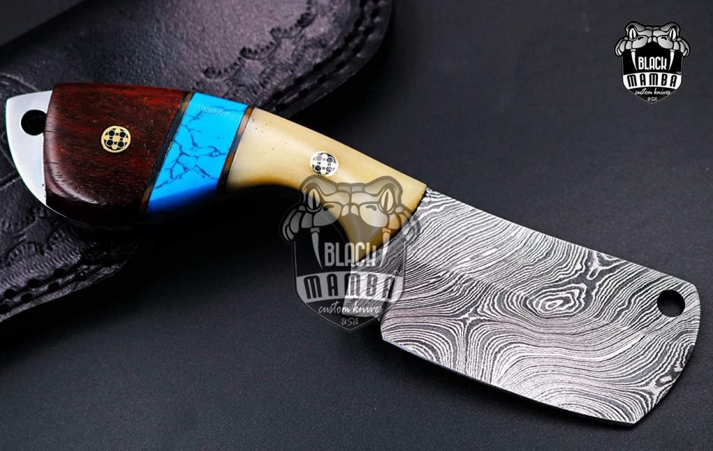Bmk-164 Mavado Damascus Cleaver Blade Knife 5.5 Inches Long 2.5 Inches Blade 8 Ounce Damascus Knife Hand Made World Class Black Mamba Knives - Image 5