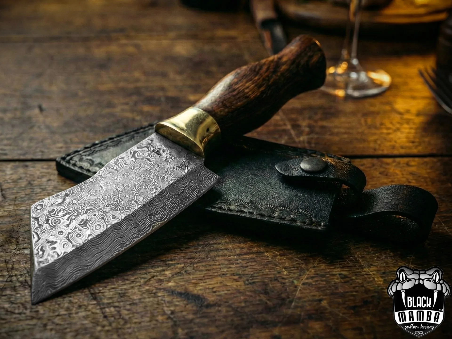 Bao Bao – Damascus Cleaver, 11″ Overall, Wood Handle - view 8