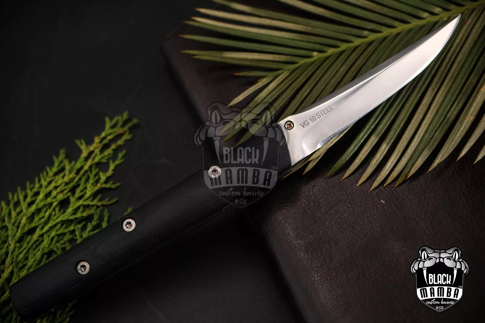 Signature - Damascus Folding Pocket Knife, 9″ Overall, Micarta Handle | BMK-VG15 - view 3
