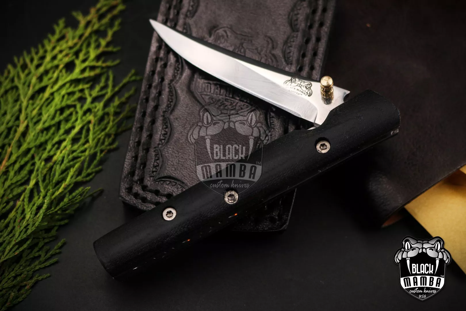 Signature - Damascus Folding Pocket Knife, 9″ Overall, Micarta Handle | BMK-VG15 - view 5
