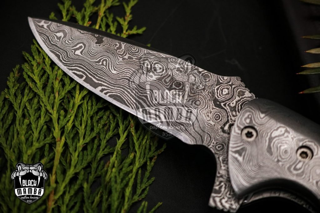 BLACK MAMBA KNIVES Bmk-450 Pearl Shell 4 Inches Closed Blade Knife Damascus Folding Knife, Pocket Knife reflector Handle USA Made - Image 2