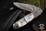 BLACK MAMBA KNIVES Bmk-450 Pearl Shell 4 Inches Closed Blade Knife Damascus Folding Knife, Pocket Knife reflector Handle USA Made