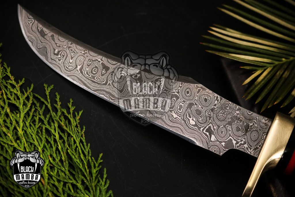 Bmk-176 Banded Flying Snake Knife 12 in Long 7 in Blade 12 Ounce Damascus Hunting Fixed Blade Trailing Point Hand Made World Class Knives - Image 2