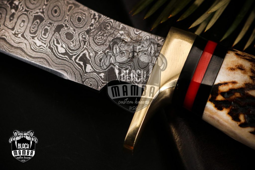Bmk-176 Banded Flying Snake Knife 12 in Long 7 in Blade 12 Ounce Damascus Hunting Fixed Blade Trailing Point Hand Made World Class Knives - Image 3