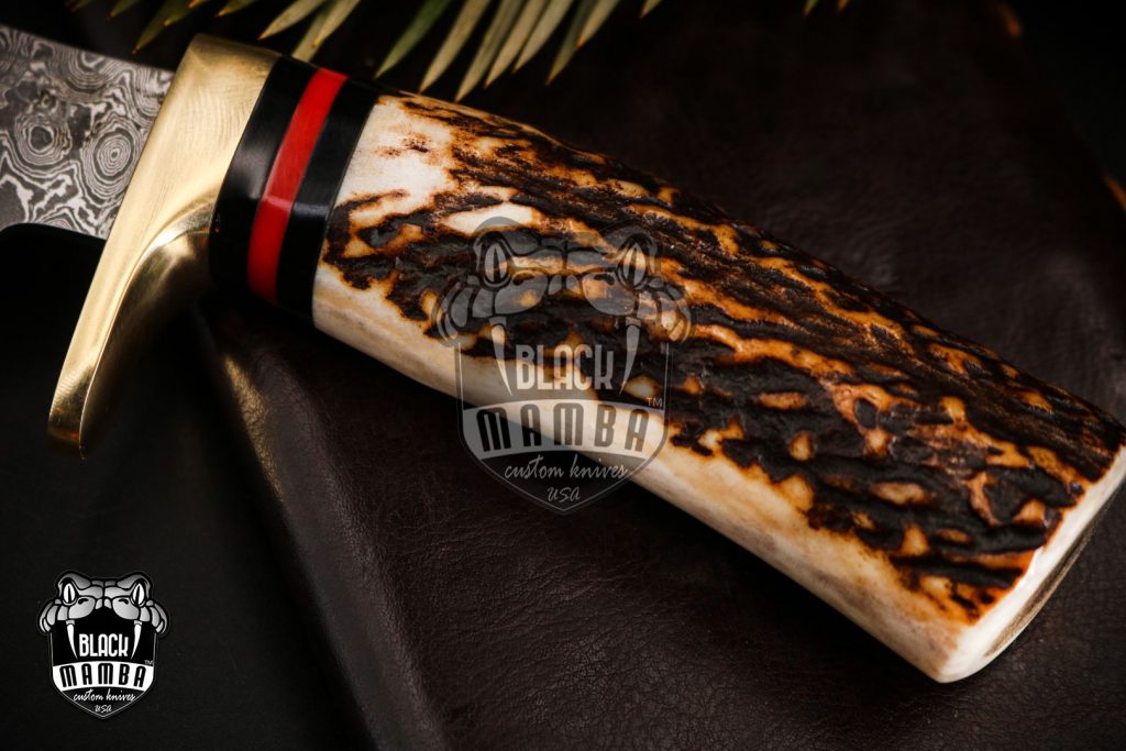 Bmk-176 Banded Flying Snake Knife 12 in Long 7 in Blade 12 Ounce Damascus Hunting Fixed Blade Trailing Point Hand Made World Class Knives - Image 4
