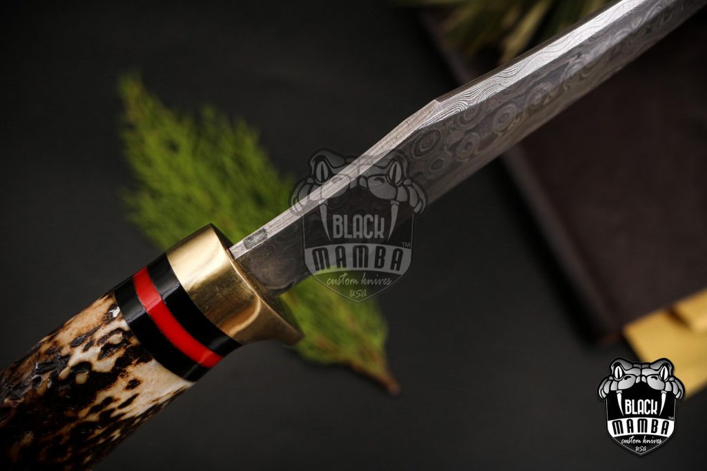 Bmk-176 Banded Flying Snake Knife 12 in Long 7 in Blade 12 Ounce Damascus Hunting Fixed Blade Trailing Point Hand Made World Class Knives - Image 8