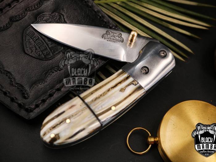 Black Mamba Knives BMK-VG Mamoth 5 Inches Closed Folding Blade Knife Vg10 Super Steel Folding Knife, Pocket Knife Pocket Clip Knife VG10 Handle With Pocket Clip
