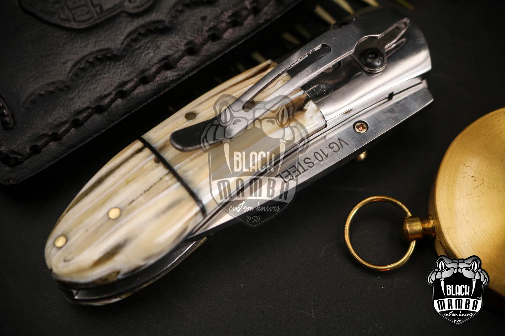 Mammoth - Damascus Folding Pocket Knife, 7″ Overall - view 2