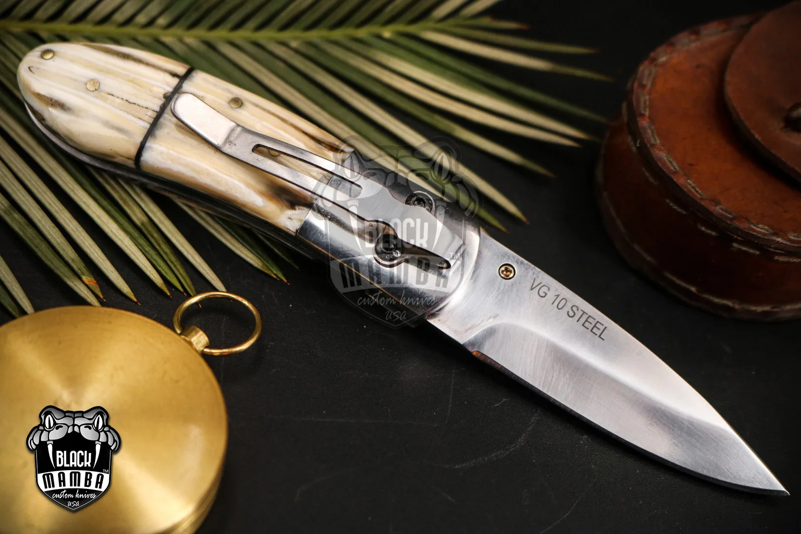 Mammoth - Damascus Folding Pocket Knife, 7″ Overall - view 3