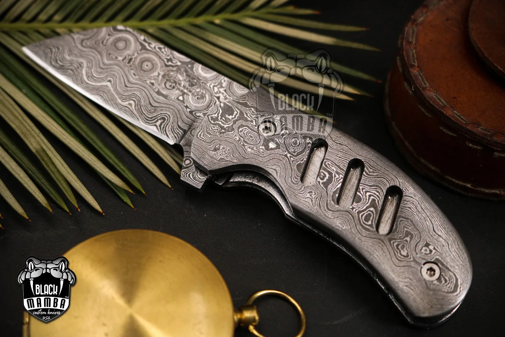 Sheep Foot Blade – Damascus Folding Pocket Knife, 6″ Overall - view 2
