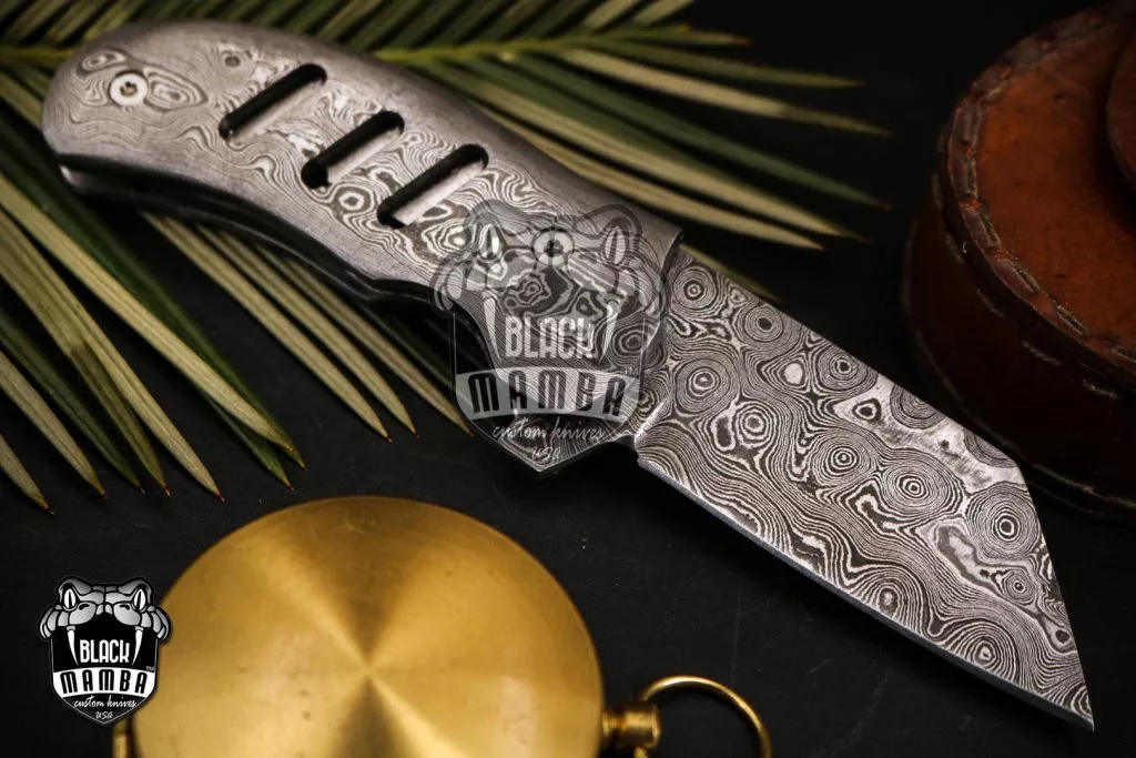 BLACK MAMBA KNIVES Bmk-448 sheep foot blade Damascus pocket knife folding knife Groomsmen gift USA Made - Image 5