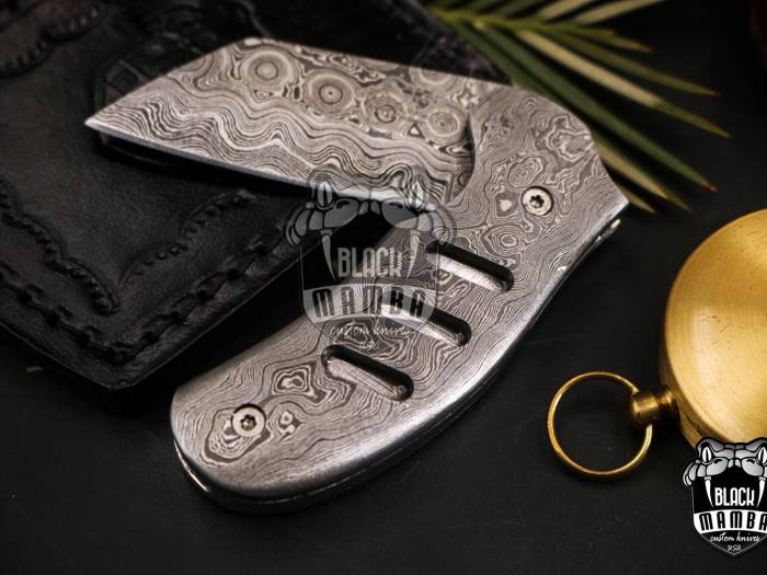BLACK MAMBA KNIVES Bmk-448 sheep foot blade Damascus pocket knife folding knife Groomsmen gift USA Made