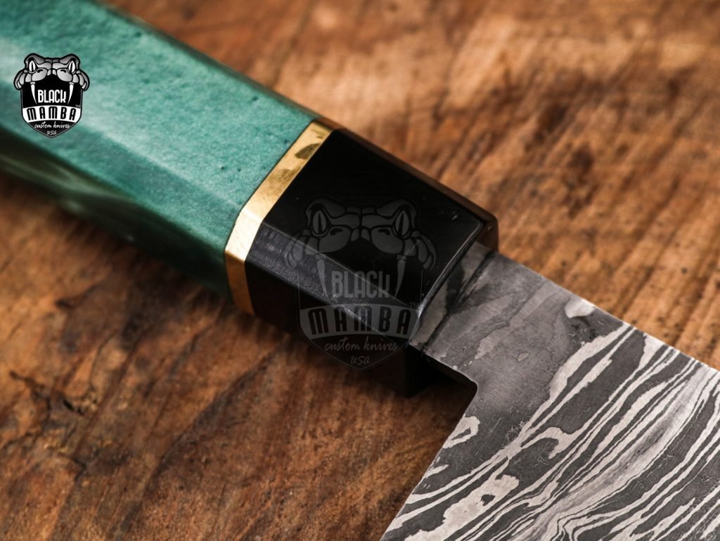 Bmk-709-DS Black Panther Damascus Chef Cleaver Blade Knife World Class Knives - Image 5