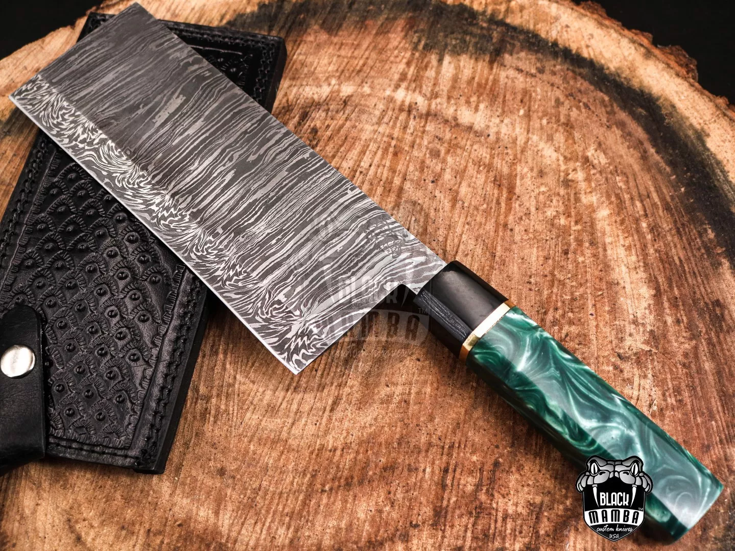 Black Panther Damascus Chef Cleaver Blade Knife World Class Knives | BMK-709-DS