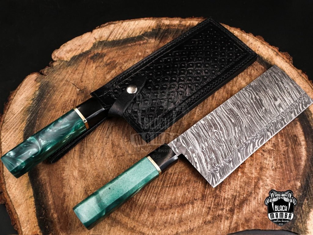 Bmk-709-DS Black Panther Damascus Chef Cleaver Blade Knife World Class Knives - Image 2