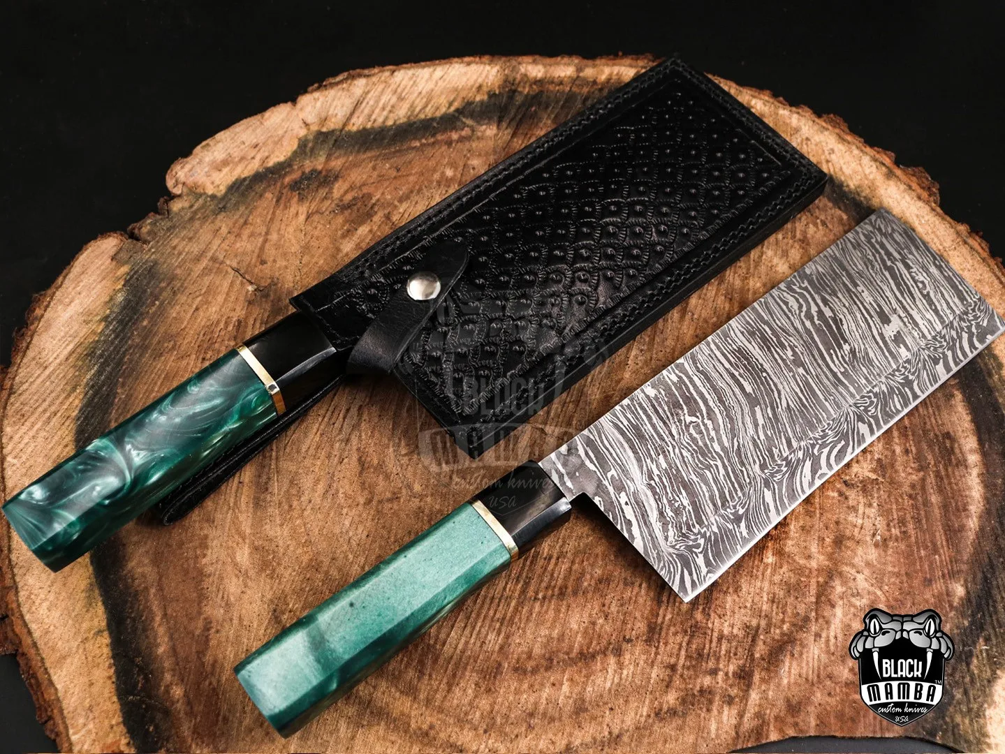Black Panther Damascus Chef Cleaver Blade Knife World Class Knives | BMK-709-DS - view 2