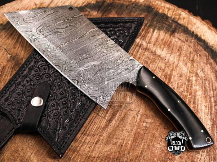 Bmk-708-DS Black Panther Damascus Chef Cleaver Blade Knife World Class Knives
