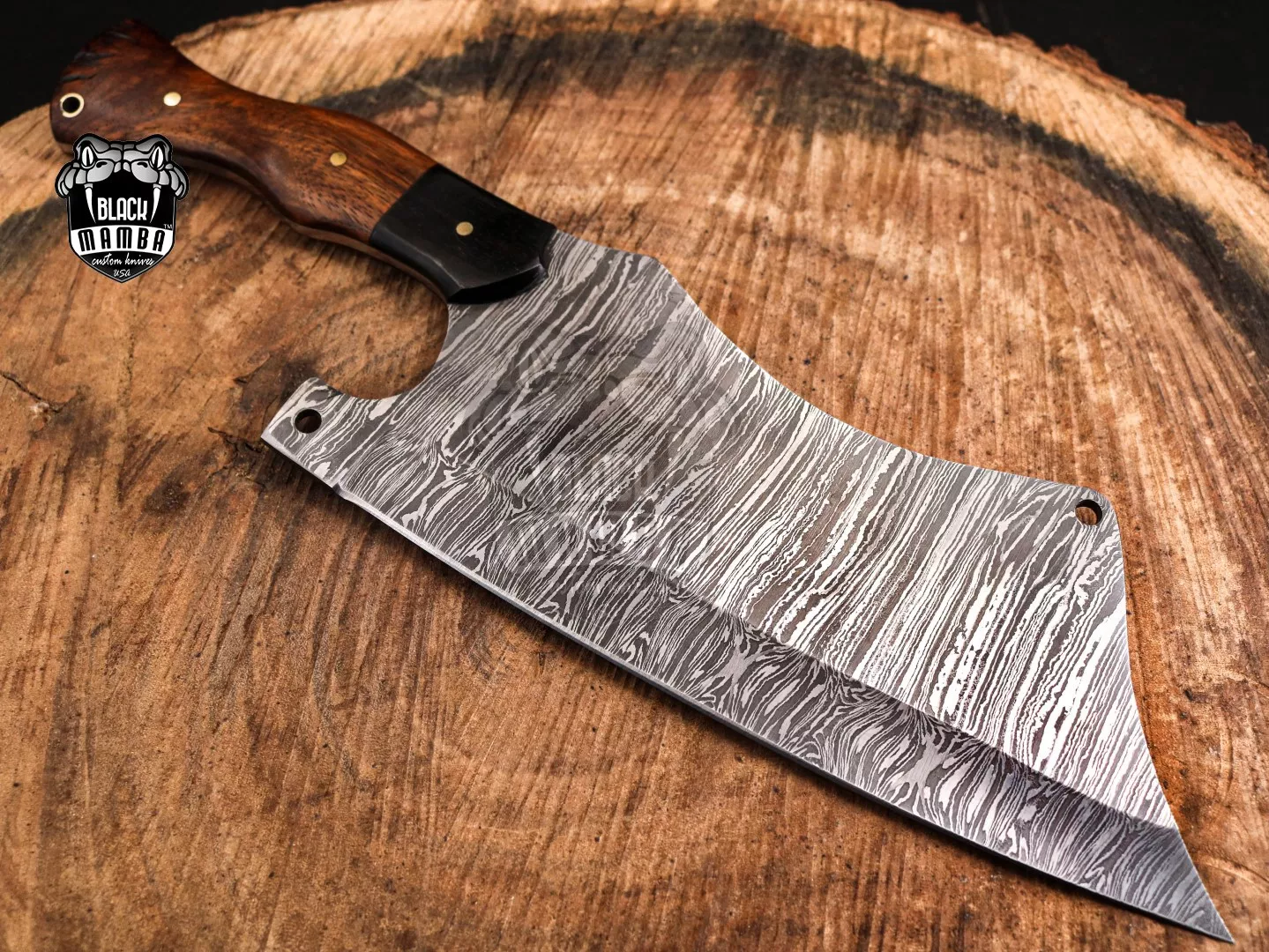 Damascus Blade Cleaver, 14.9″ Overall