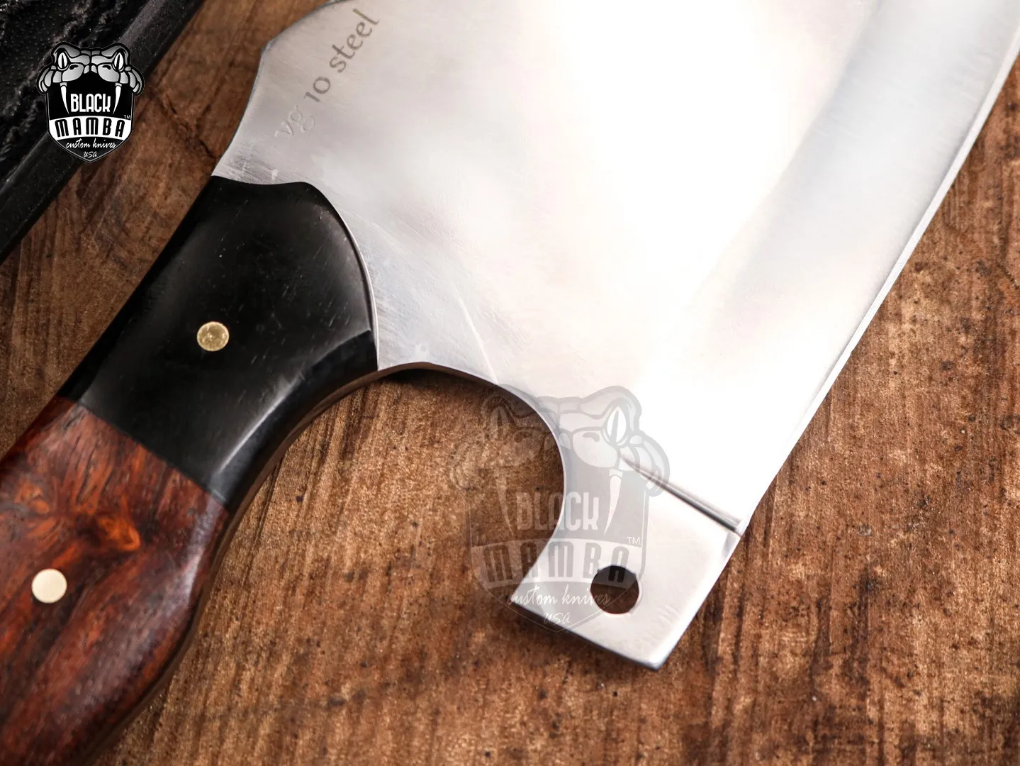 Bmk-718_VG Mirror Shine Blade Cleaver Knife 14.5 Inches Long 9 Inches Blade 18 Ounce Super Steel VG Chef Cleaver Blade Knife Hand Made World Class Black Mamba Knives - Image 4