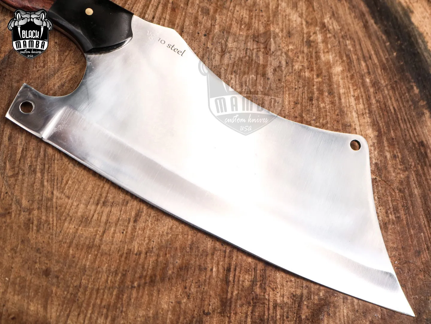 Bmk-718_VG Mirror Shine Blade Cleaver Knife 14.5 Inches Long 9 Inches Blade 18 Ounce Super Steel VG Chef Cleaver Blade Knife Hand Made World Class Black Mamba Knives - Image 5