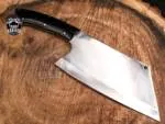 African Buffalo Mirror Shine - Damascus Cleaver, 13″ Overall, Buffalo Horn Handle