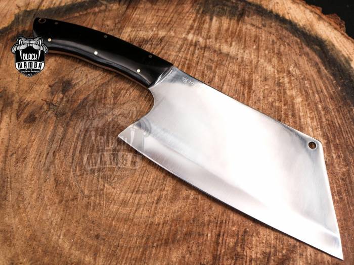 Bmk-710-VG African Buffalo Mirror Shine Blade Cleaver Knife 13 Inches Long 8 Inches Blade 17 Ounce Super Steel VG Chef Cleaver Blade Knife Hand Made World Class Black Mamba Knives