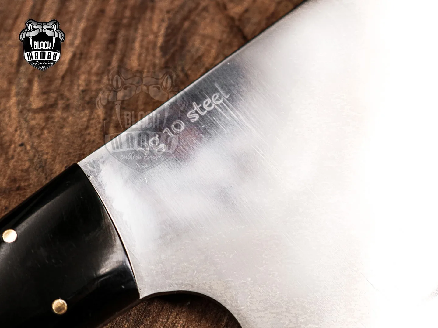 African Buffalo Mirror Shine - Damascus Cleaver, 13″ Overall, Buffalo Horn Handle - view 5