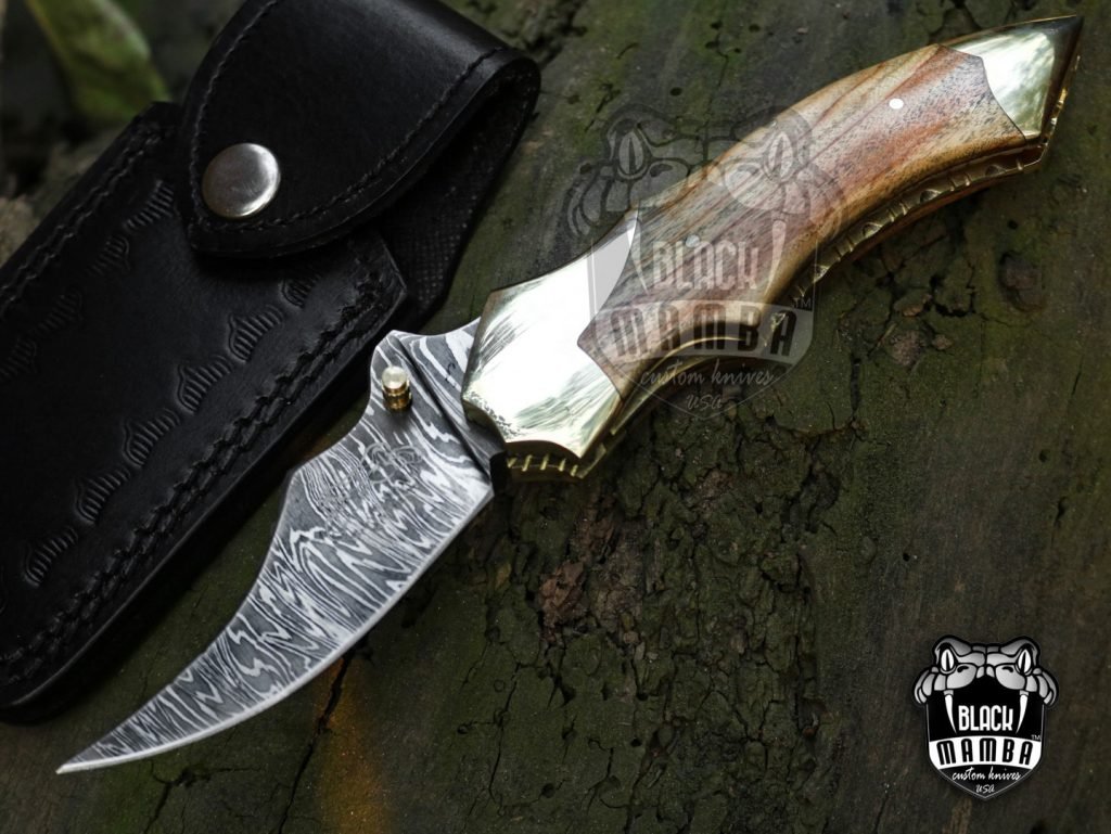 Bmk-439 Peshkabz 9" Long 4" Blade 7.7 Ounce Damascus Pocket Knife Handmade Damascus Pocket Folding Knife with Leather Cover Hand Made World Class Knives - Image 2
