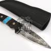 Bmk-637 Turquoise Sea Damascus Knife 8 Inches Long 4 Inches Blade 12 Ounce Damascus Hunting Skinner Knife Hand Made World Class Knives - Image 3