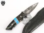 Turquoise Sea - Damascus Skinning Knife, 6″ Overall, Wood Handle | BMK-637
