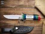 Translucent Personalized - Damascus Hunting Knife, 9″ Overall, Brass Handle