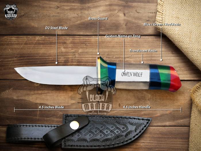 BMK-500 Handmade Translucent Personalized Knife, Fixed Blade Hunting Knife, Viking Knife, Pride Colors Engraved handle, Unisex Best Gift In USA