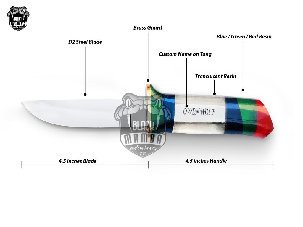 BMK-500 Handmade Translucent Personalized Knife, Fixed Blade Hunting Knife, Viking Knife, Pride Colors Engraved handle, Unisex Best Gift In USA - Image 6