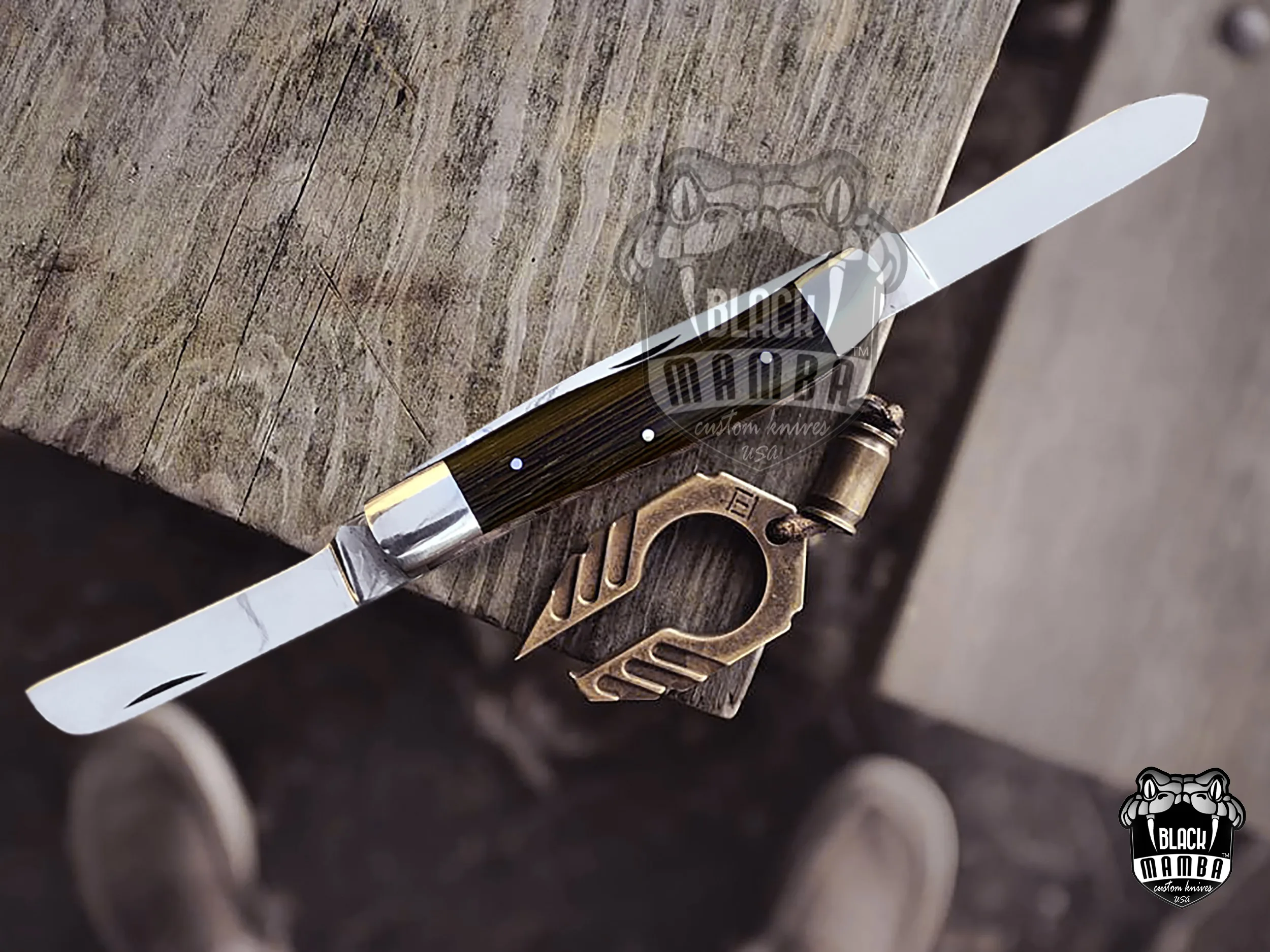 Tri Fold – Multi-Blade Damascus Pocket Knife, 12″ Overall - view 3