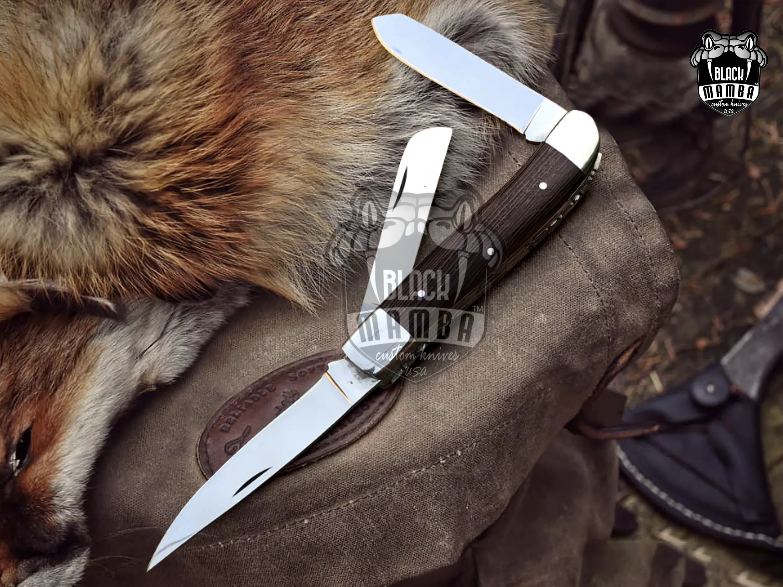 Tri Fold – Multi-Blade Damascus Pocket Knife, 12″ Overall - view 2