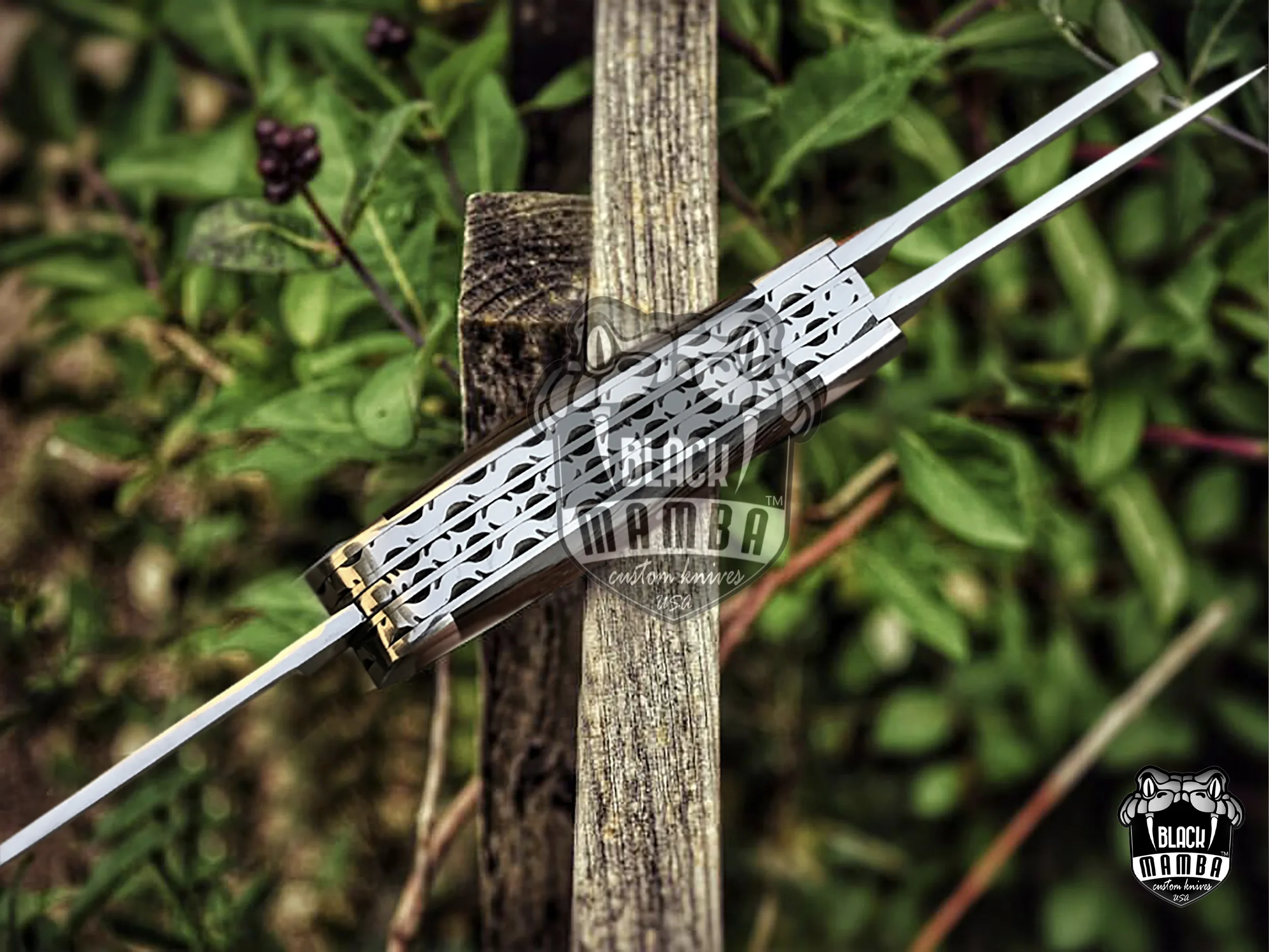 Tri Fold – Multi-Blade Damascus Pocket Knife, 12″ Overall - view 5