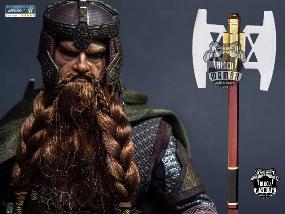 Battle Axe Of Gimlet Golden - Damascus Tomahawk Axe, 37″ Overall - view 4