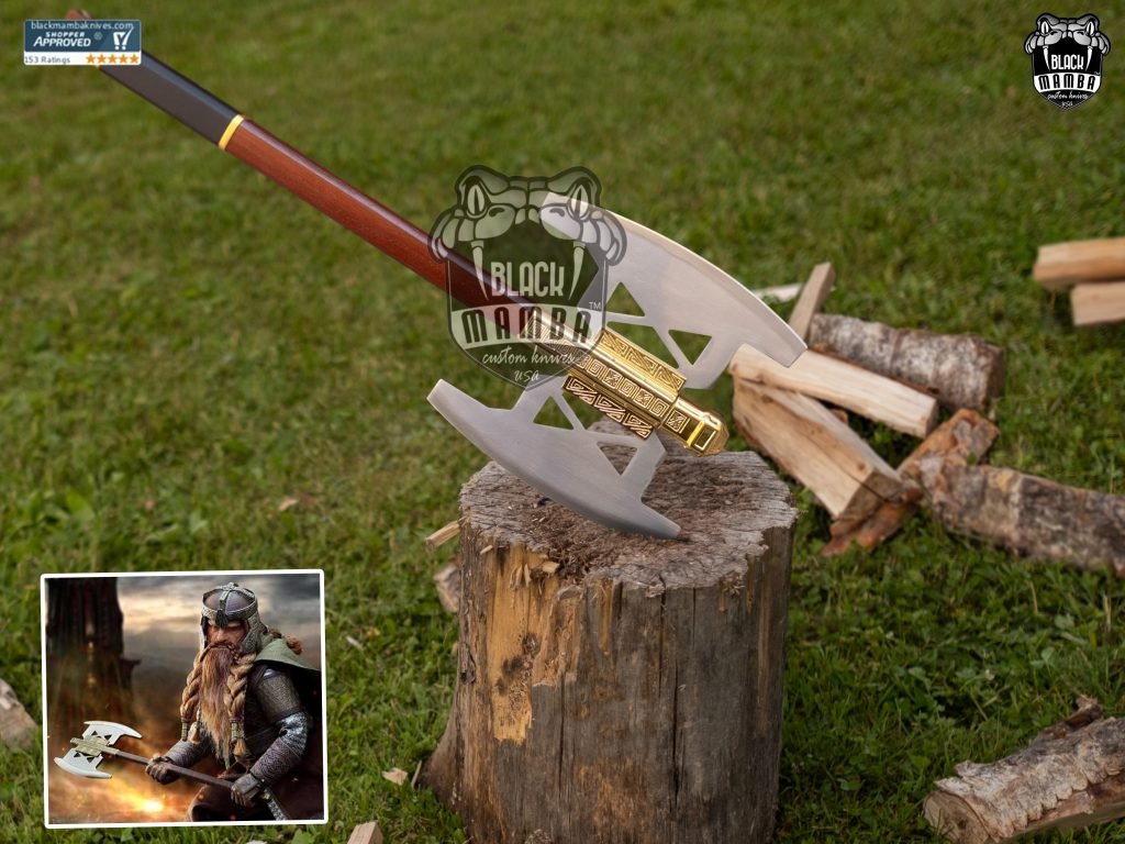BMK-638 Battle axe of Gimlet Golden Edition from Lord of the rings (LOTR) /Christmas Gift/Fathers day Gift/Gift for him Fantasy Axe, Engraved - Image 6