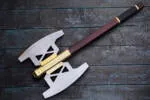 Battle Axe Of Gimlet Golden - Damascus Tomahawk Axe, 37″ Overall